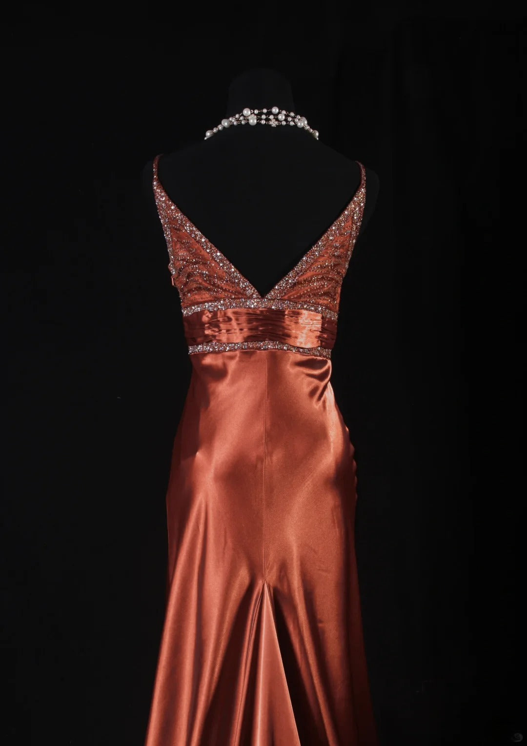 Vintage Mermaid Spaghetti Strap Burnt Orange Satin Party Dress With Beads 1950s Retro Classy Birthday Dinner Long Prom Dresses AS088