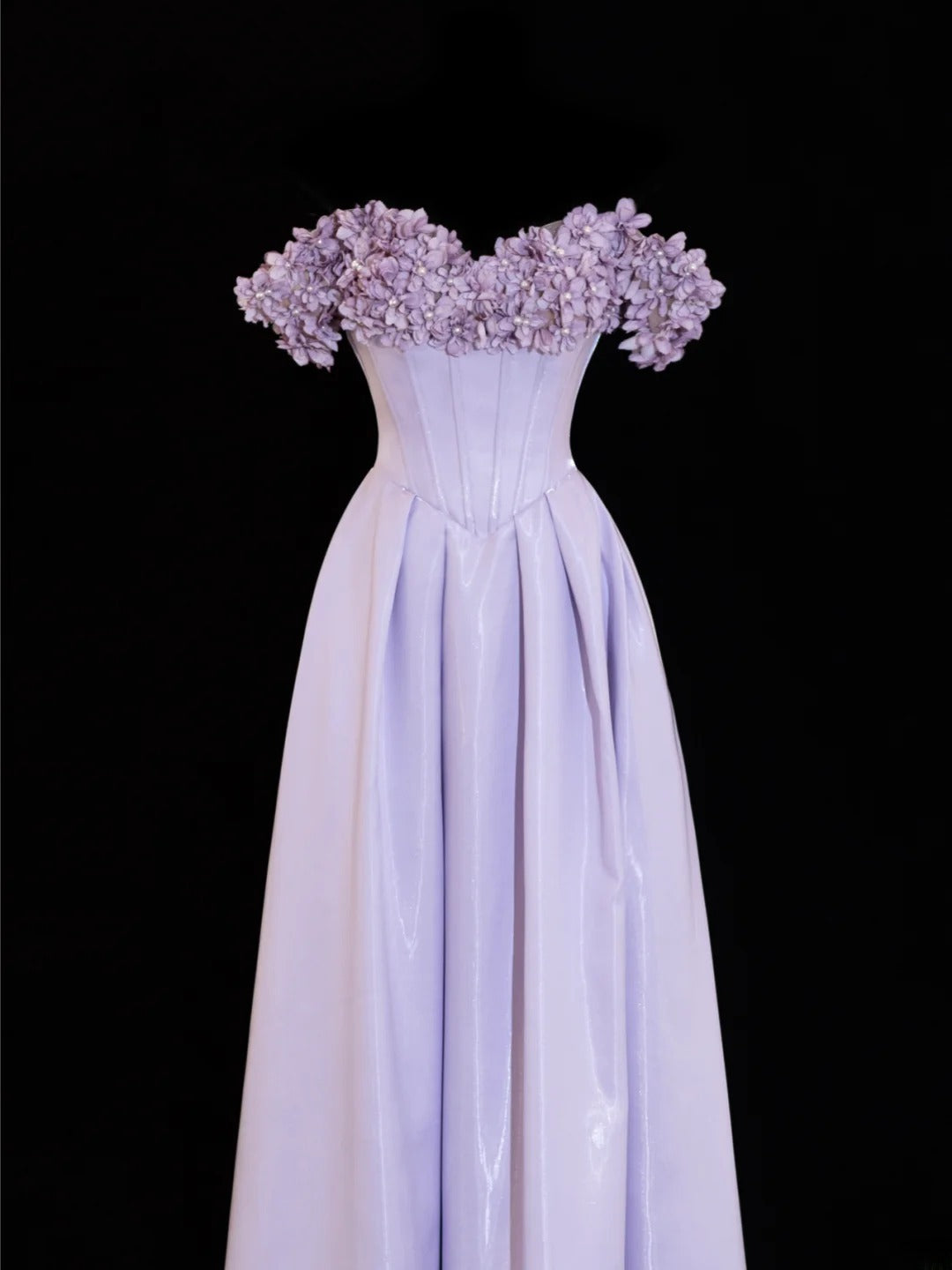 Modest Prom Dresses Aesthetic A Line Off The Shoulder Lilac Inspiration Flowers Style Impress With Sleeves Long Party Formal Gown SA089