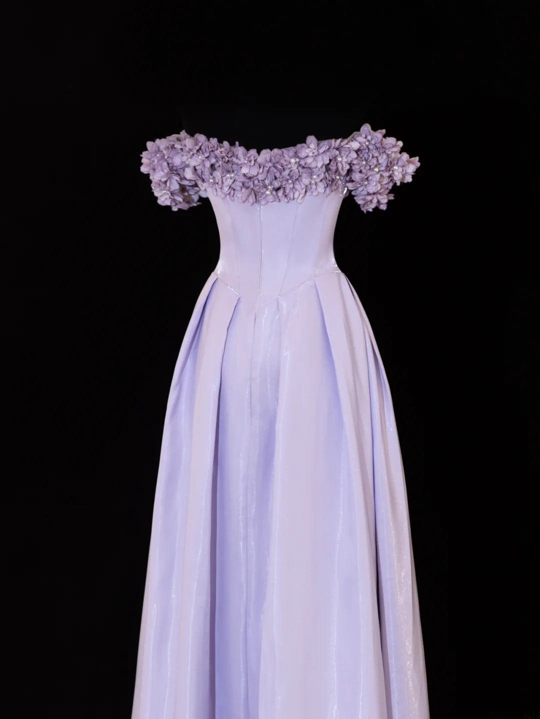 Modest Prom Dresses Aesthetic A Line Off The Shoulder Lilac Inspiration Flowers Style Impress With Sleeves Long Party Formal Gown SA089