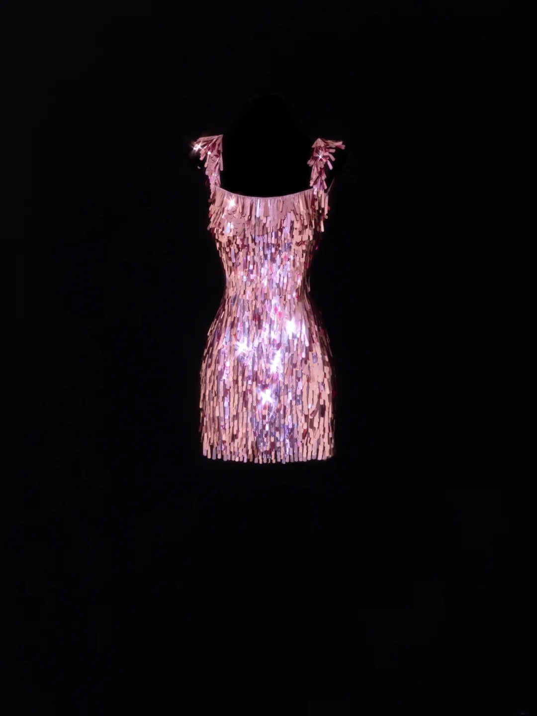 Robe de bal courte fourreau à encolure carrée, sequins roses, robe d'anniversaire pour les 16 ans, robe de soirée, robe de cocktail SA090