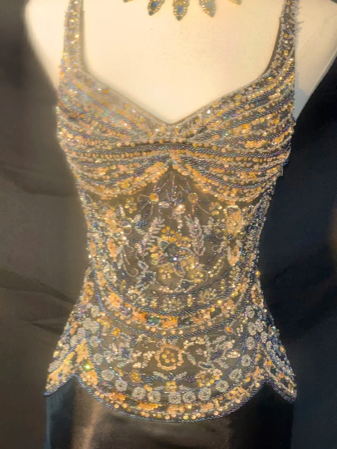 Vintage Prom Dresses Mermaid Spaghetti Strap Black Tie Dress Sleeveless With Beading Long Evening Formal Outfits RB3483