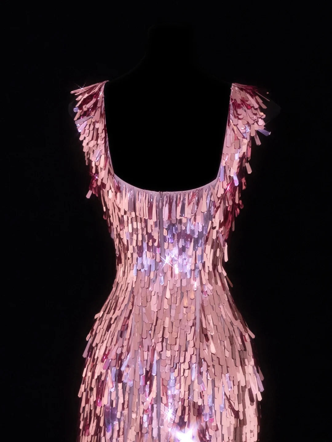Robe de bal courte fourreau à encolure carrée, sequins roses, robe d'anniversaire pour les 16 ans, robe de soirée, robe de cocktail SA090