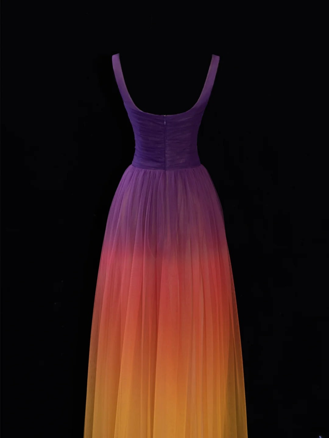 Robe de bal longue élégante en tulle multicolore, coupe trapèze, col carré, style SA092