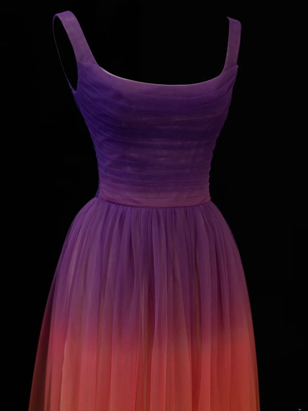 Robe de bal longue élégante en tulle multicolore, coupe trapèze, col carré, style SA092