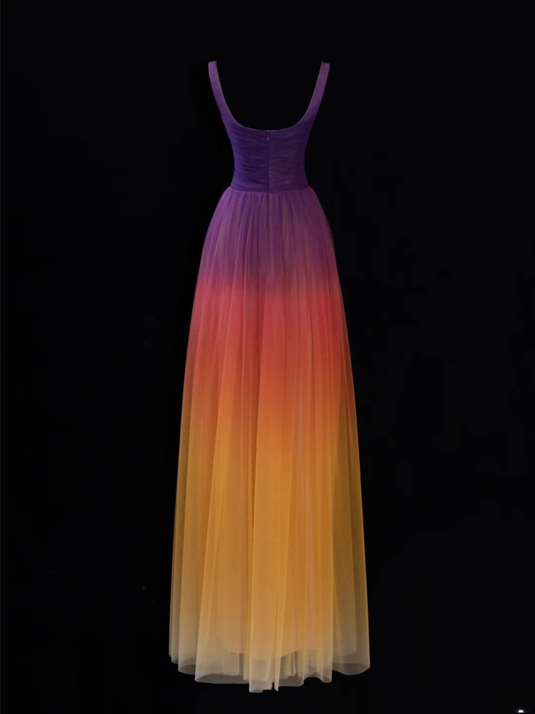 Robe de bal longue élégante en tulle multicolore, coupe trapèze, col carré, style SA092