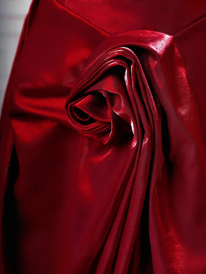 Elegantes Ballkleid, schulterfrei, burgunderrot, lang, formell, festlich, für Abschlussball, Abendveranstaltung, Dinnerpartys, AQ093