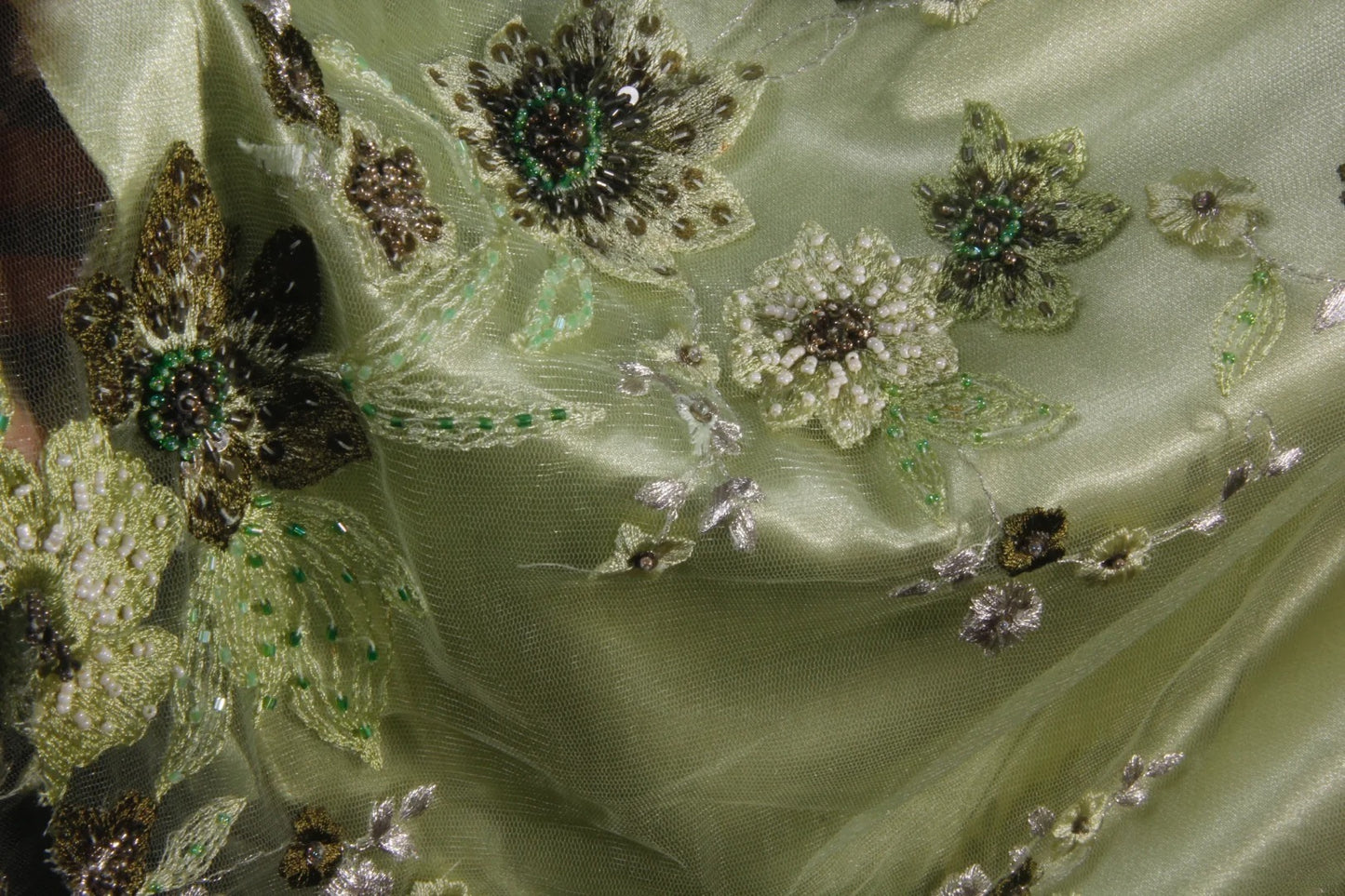 Vintage A line Spaghetti Strap Sage Green Tulle Tea Length Party Dress With Beads 1950s Retro Classy Birthday Dinner Prom Dresses AS093