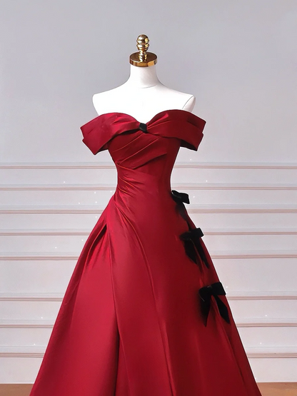Elegantes Ballkleid, schulterfrei, burgunderrot, lang, formell, für Abschlussball, Abendveranstaltung, Dinnerparty oder andere festliche Anlässe AQ094