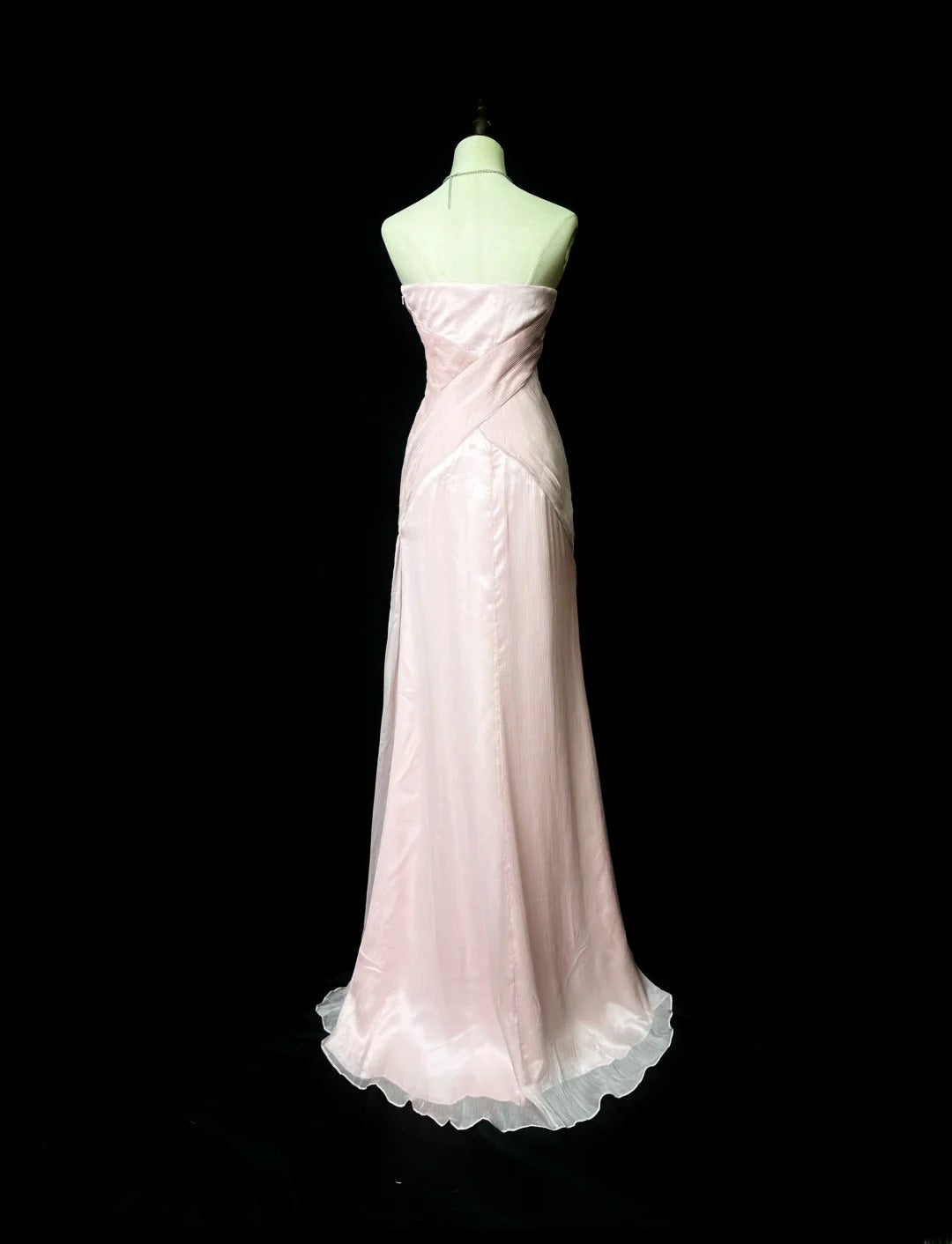 Vintage 80s Prom Dresses Mermaid Strapless Light Pink Chiffon With Ruffled Long Evening Dress Formal Outfits RB5903