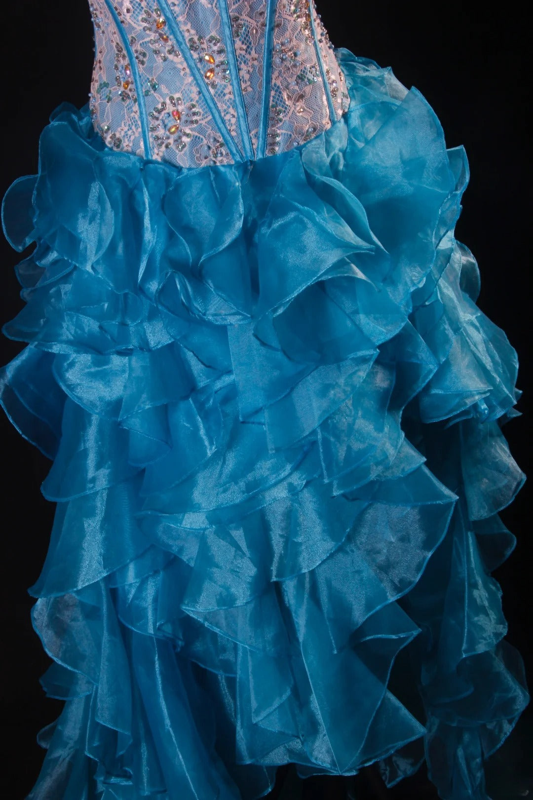 Vintage-Ballkleider, Cocktailkleider für Damen, High-Low-Ausschnitt, Herzausschnitt, Blau mit gestuften, perlenbesetzten Oberteilen, lange Kleider für Abschlussfeiern, Ballkleider AS099