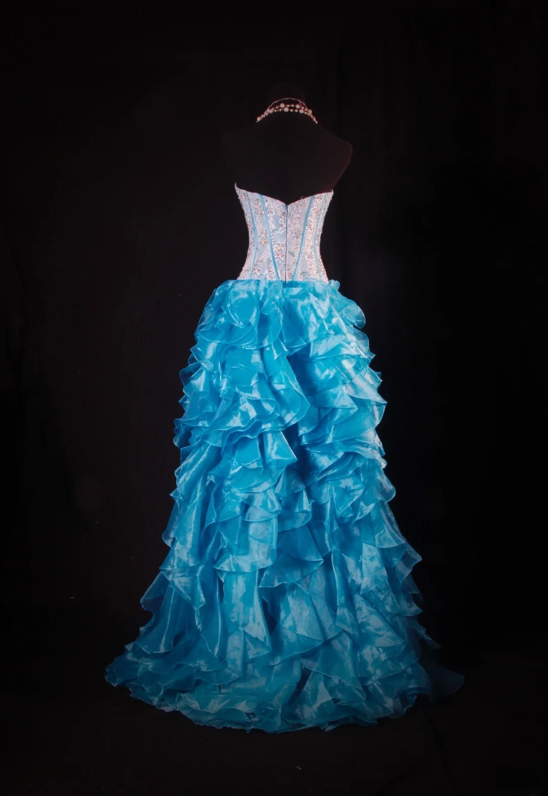 Vintage-Ballkleider, Cocktailkleider für Damen, High-Low-Ausschnitt, Herzausschnitt, Blau mit gestuften, perlenbesetzten Oberteilen, lange Kleider für Abschlussfeiern, Ballkleider AS099