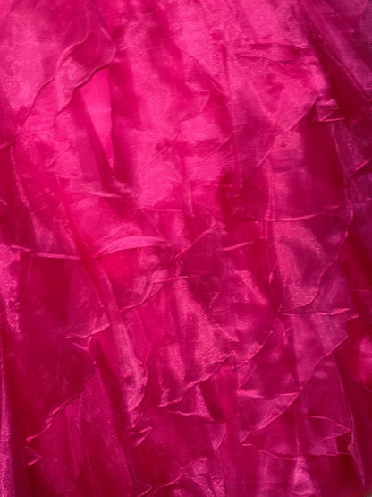 Modest Ball Gown Strapless Hot Pink Sleeveless With Beading Tiered Layers Long Quinceanera Dress vestido de 15 de cenicienta RB3490