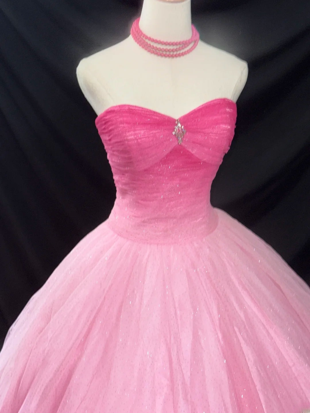 Modest Ball Gown Sweetheart Pink Sleeveless With Beading Tulle Long Quince Dress Sweet 16 Dresses vestido de 15 de cenicienta RB3565