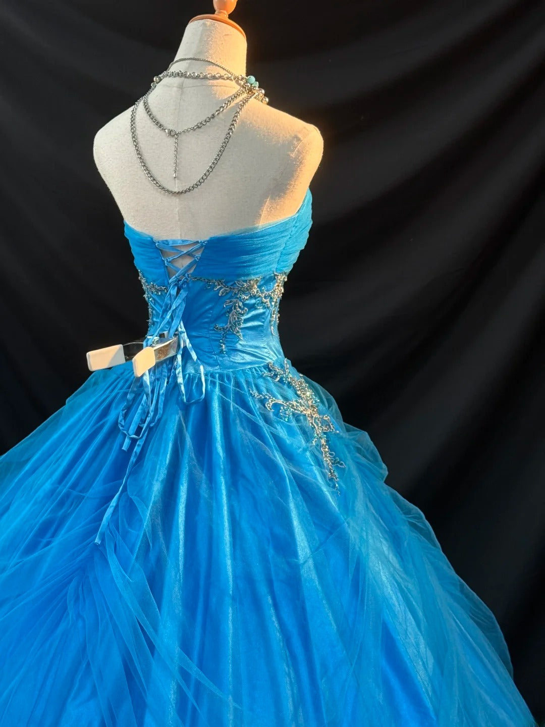 Modest Ball Gown Sweetheart Royal Blue Tulle Sleeveless With Beading Long Sweet 16 Dresses Seventeen Quince Dress RB3567