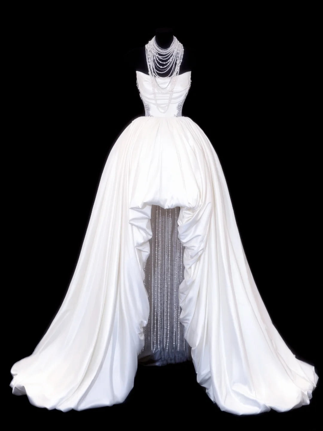 Wedding Gowns Dresses Elegant High Low Strapless Sequins White With Beadings Short Petite/Plus Size Bridal Gowns For Women SA107