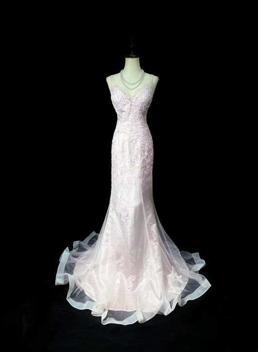 Vintage 70s Prom Dresses Mermaid Spaghetti Strap Light Blue Tulle With Lace Beading Long Party Dress Formal Outfits RB5921