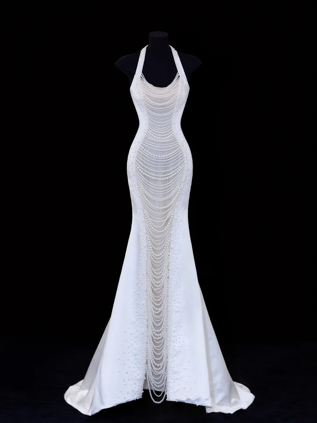 Robe de mariée intemporelle, style sirène romantique, dos nu, ornée de perles, blanche, tailles petites et grandes, SA110