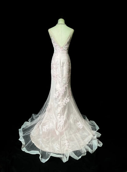 Vintage 70s Prom Dresses Mermaid Spaghetti Strap Light Blue Tulle With Lace Beading Long Party Dress Formal Outfits RB5921