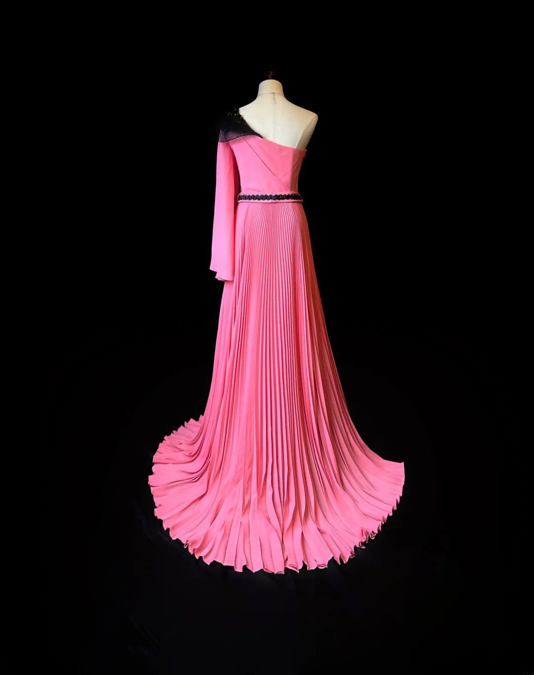 Vintage 70s Prom Dresses A line One Shoulder Pink Chiffon With Slit Long Party Dress Formal Outfits RB5928