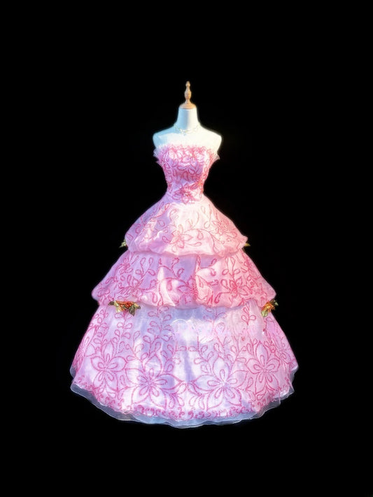 Modest Ball Gown Strapless Lilac Tulle With Beading Sleeveless Long Sweet 16 Dresses Seventeen Quince Dress RB3576
