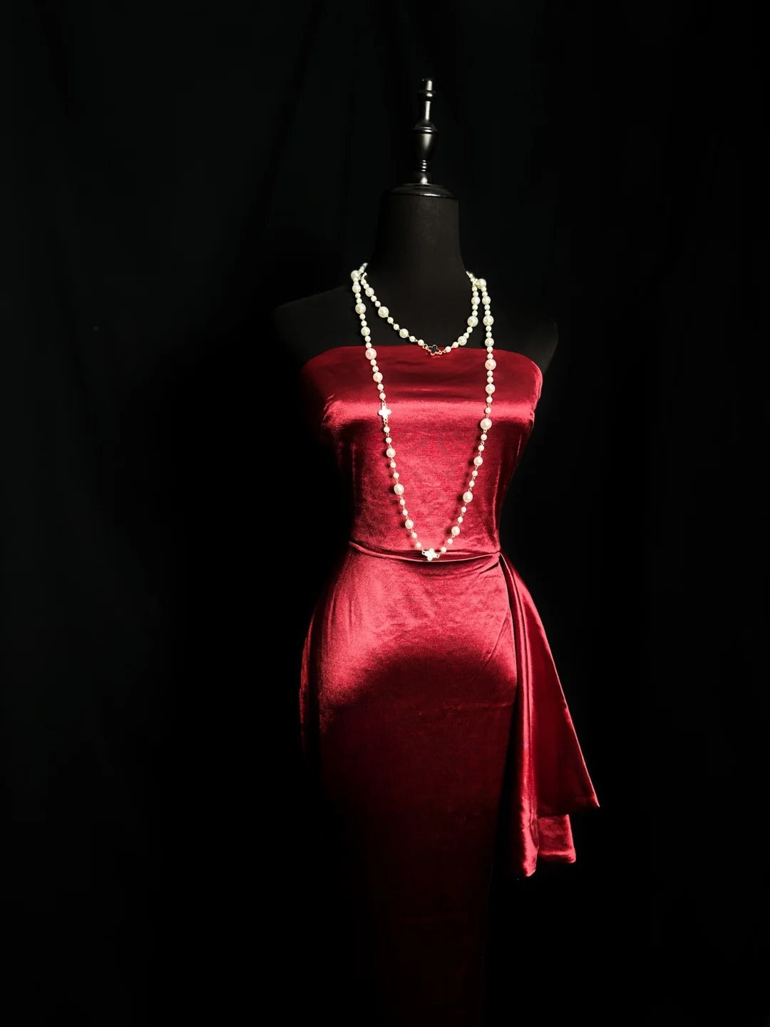 Simple Prom Dresses Mermaid Strapless Burgundy With Ruffled Long Party Dress Formal Outfits RB5931