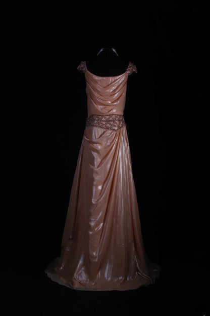 Retro Vintage 1960s Formal A line Square Neck Pink Fashion With Beads Cap Sleeves Long Prom Dresses Party Formal Gowns AS122