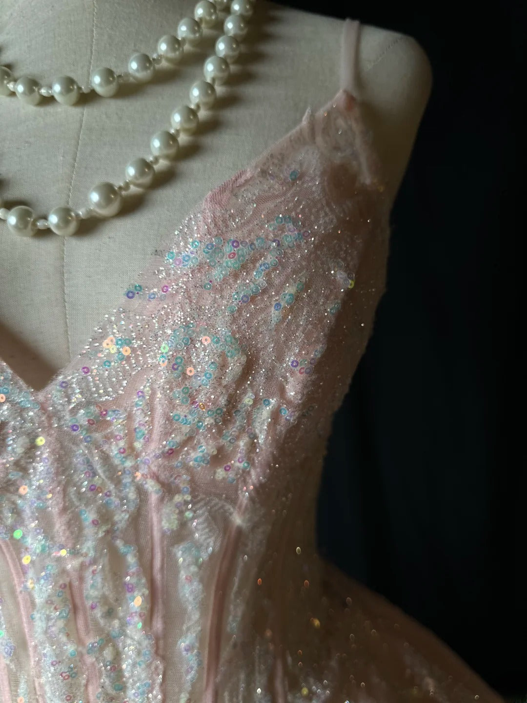 Princess Ball Gown Spaghetti Strap Pink Sequin Lace 16th Birthday Gown Homecoming Dresses Ideas Hoco Outfits RB5934