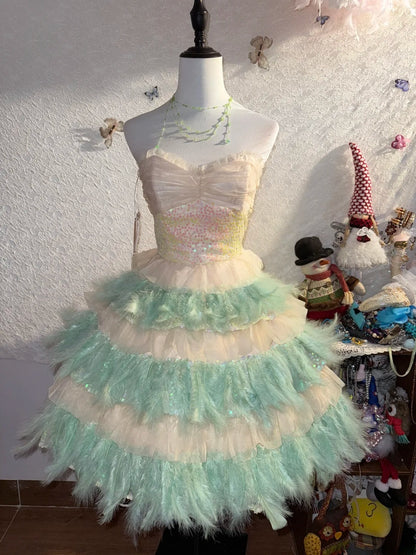 Vintage Ball Gown Strapless With Feathers Matric Mini Graduation Hoco Dresses Short Senior Birthday Homecoming Outfits RB3579