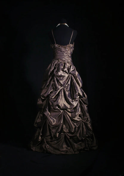 Vintage Ball Gowns Women's Cocktail Party Gowns Spaghetti Strap With Beads Tops Long Graduation Dinner Outfits Prom Dresses AS126