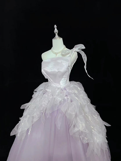 Princess Ball Gown One Shoulder Lilac With Tiered Layers Quince Dress Voluminous Sweet 16 Sweet Sixteen Outfits Vestido de 15 RB7497