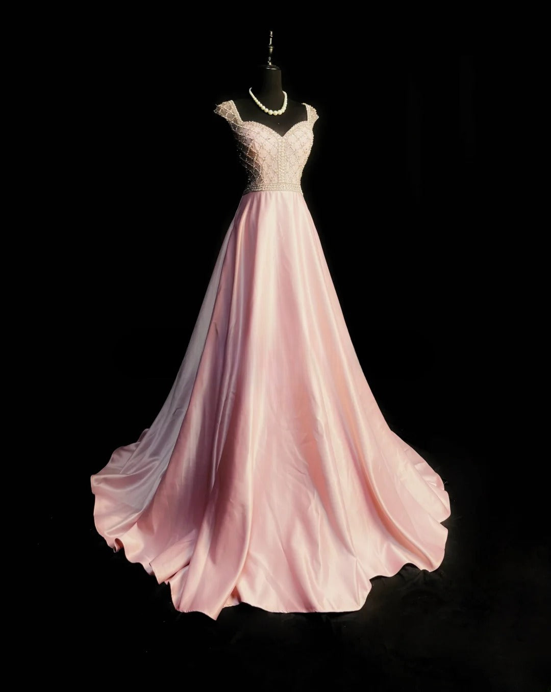 Vintage 70s Prom Dresses A line Sweetheart Pink Satin Sleeveless Open Back Evening Dress Formal Outfits RB5939