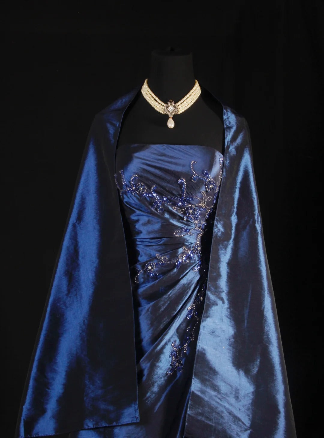 Vintage Ball Gowns Women's Cocktail Party Gowns Strapless With Beads Lace Cape Tops Long Graduation Dinner Outfits Prom Dresses AS130