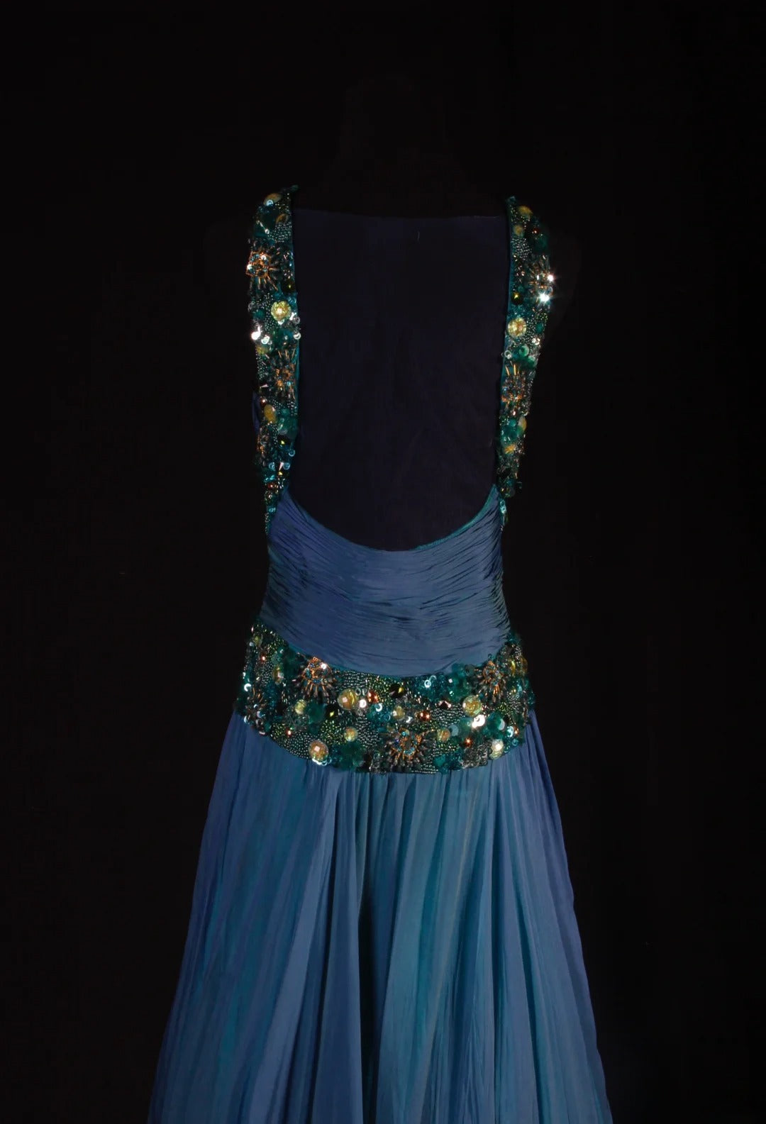 Retro Vintage 1960s Formal A line Halter Blue Fashion With Beads Long Prom Dresses Party Formal Gowns AS133