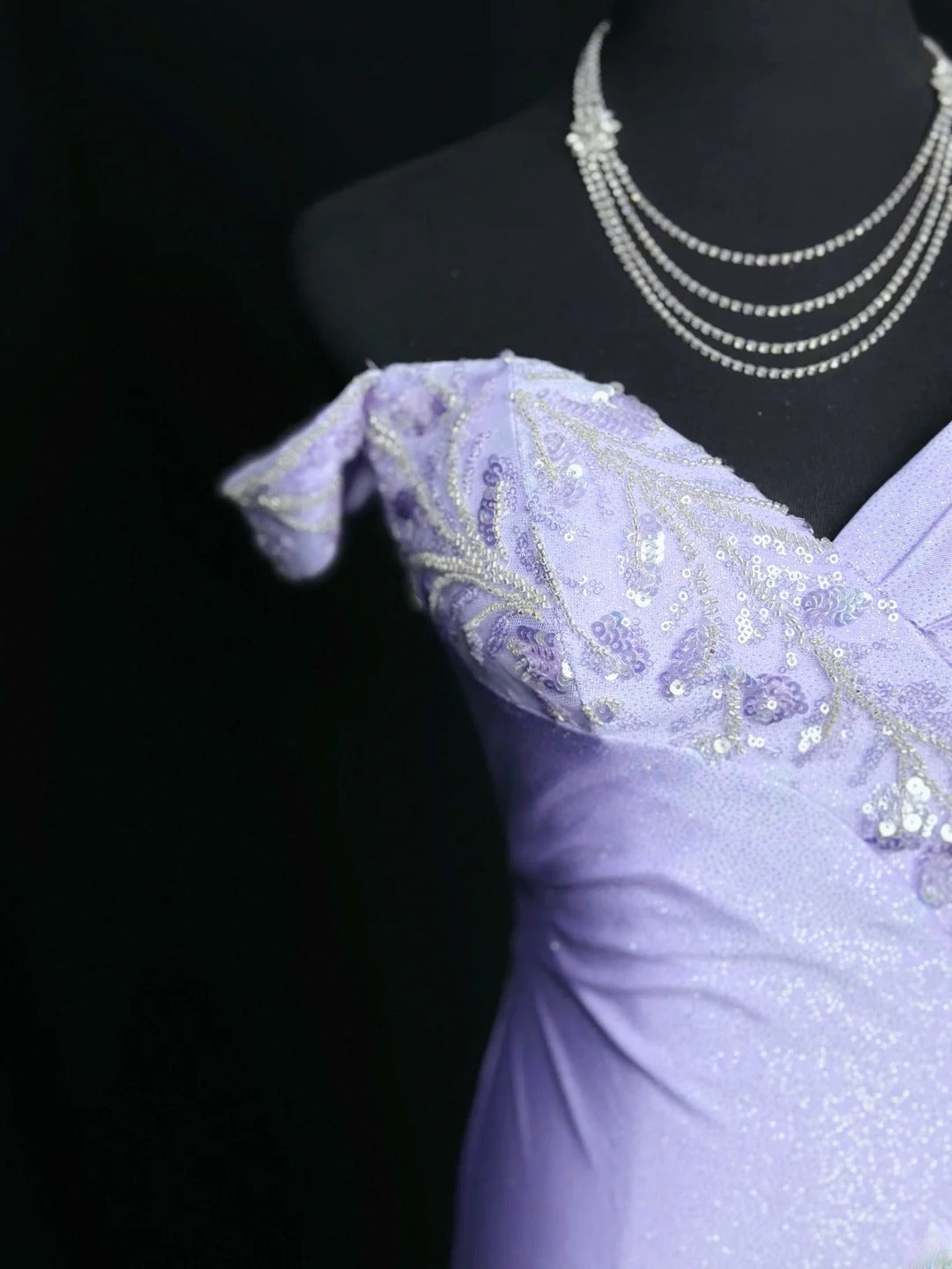 Sparkly Prom Dresses Mermaid Off The Shoulder Lilac Sequin Long Party Dress Formal Outfits RB5945