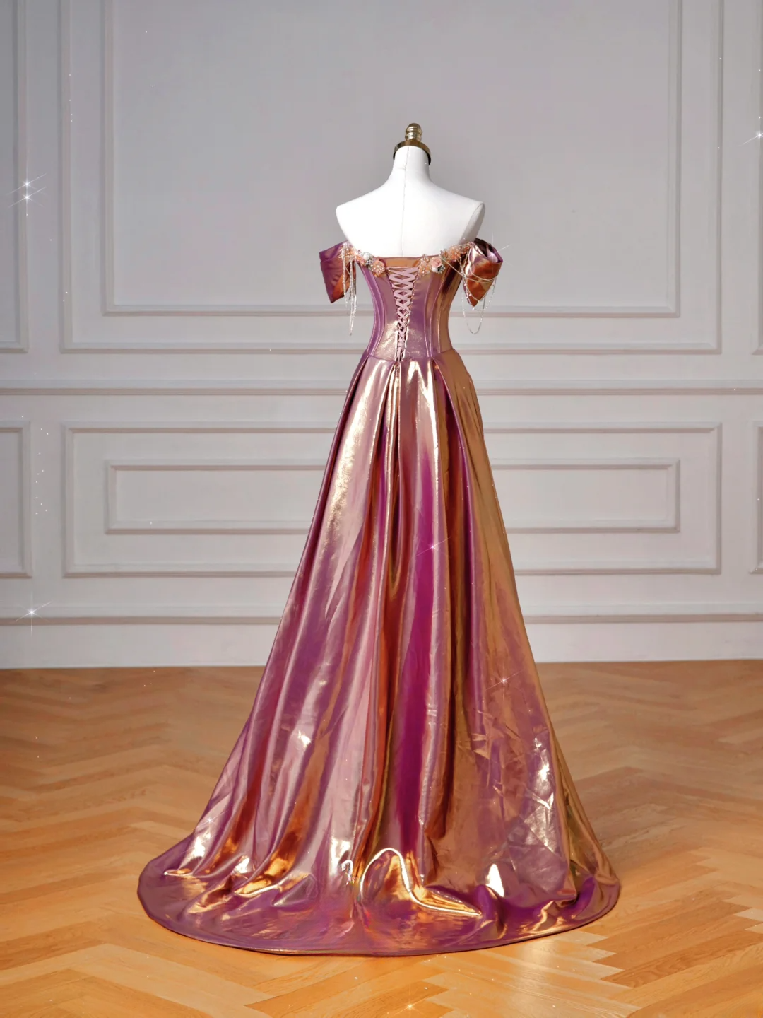 Elegantes Meerjungfrauen-Kleid, schulterfrei, rosa, mit kurzen Ärmeln, langes formelles Ballkleid, Tanznacht-Outfit, Partykleid AQ136