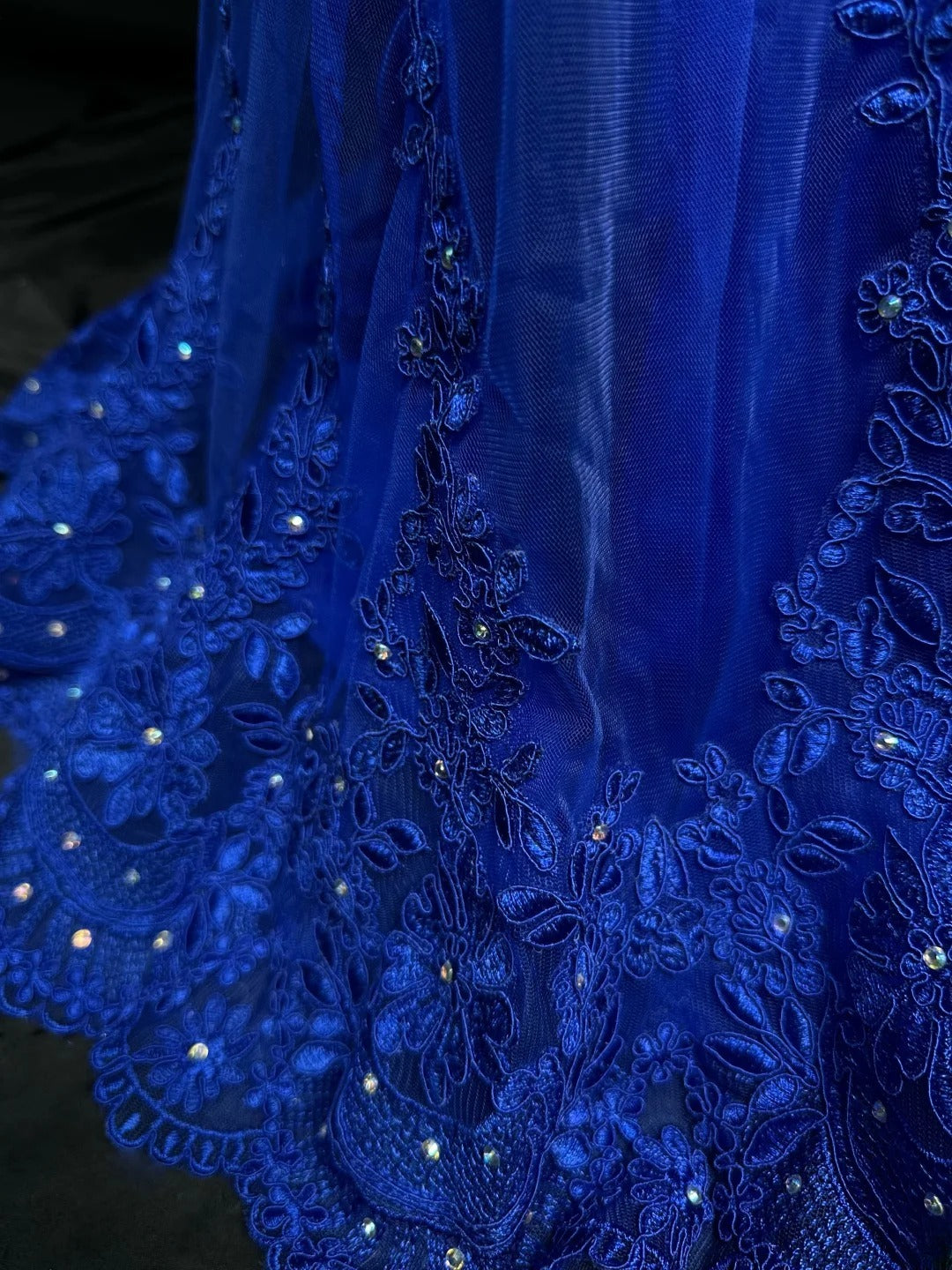 Modest Prom Dresses Mermaid Scoop Royal Blue Backless Tulle With Appliqued Long Party Dress Formal Outfits RB5946