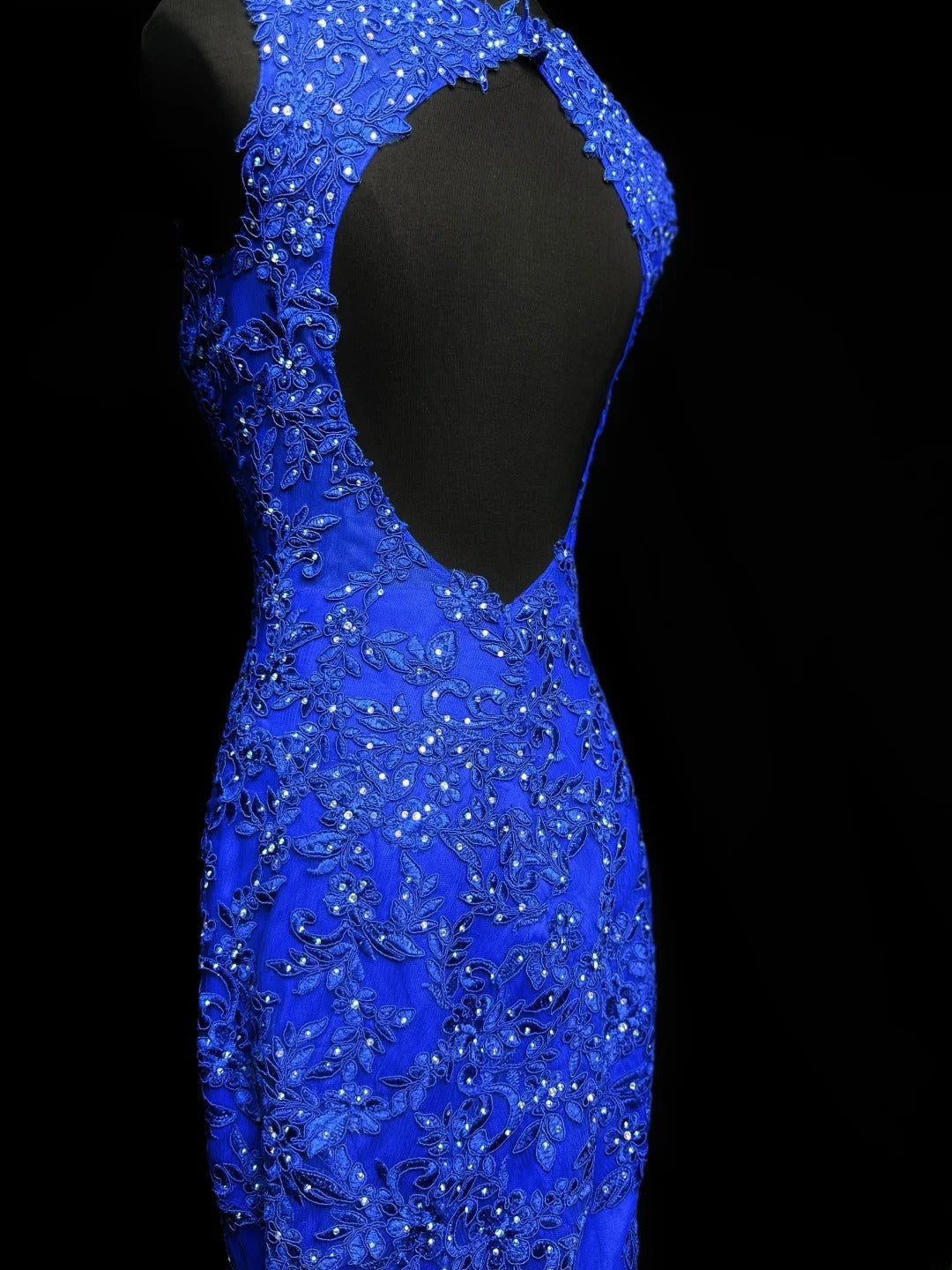 Modest Prom Dresses Mermaid Scoop Royal Blue Backless Tulle With Appliqued Long Party Dress Formal Outfits RB5946