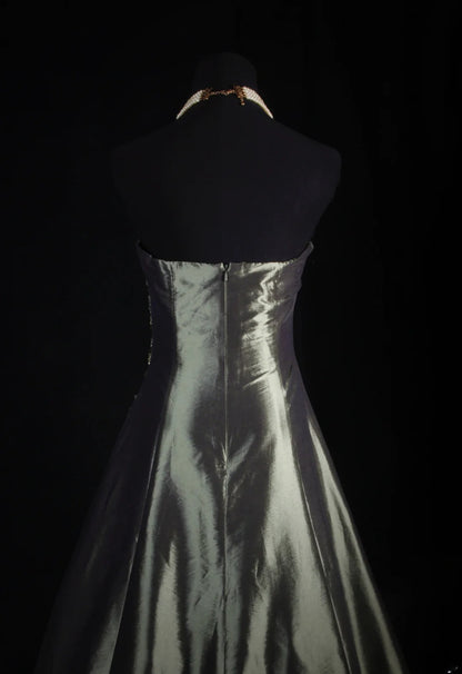 Robes de bal rétro pour femmes, robes de cocktail bustier ornées de perles et de dentelle, tenues longues années 90 pour dîner de remise de diplômes, robes de bal de fin d'année AS138