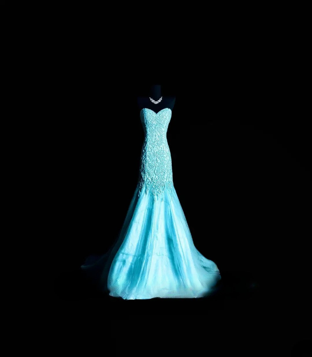 Vintage Mermaid Sweetheart Blue With Lace Prom Dress Formal Dress Party Dresses RB7121