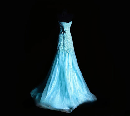 Vintage Mermaid Sweetheart Blue With Lace Prom Dress Formal Dress Party Dresses RB7121