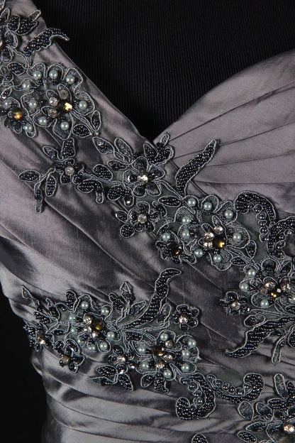 Vintage 50s 1950s Formal Mermaid One Shoulder Grey Tiered Pleated With Beads Style Impress Long Prom Dresses Party Formal Gowns AS141