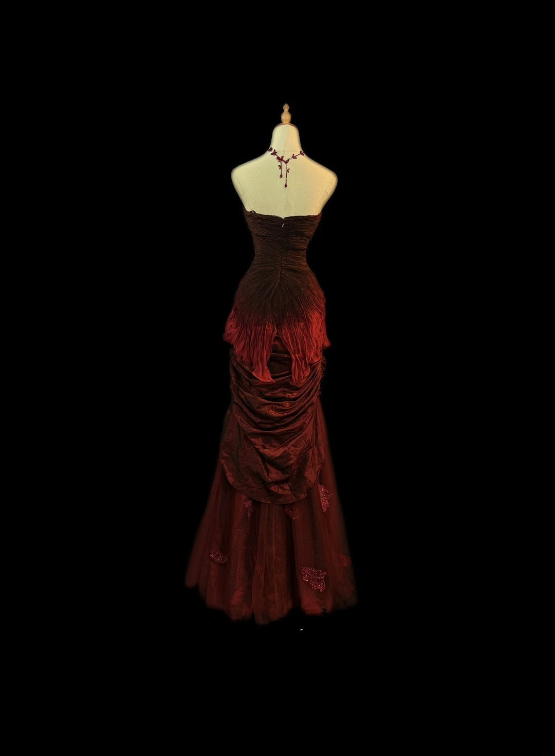 Vintage 70s Prom Dresses Mermaid Strapless Burgundy With Cape For Women Long Evening Formal Outfits RB3587
