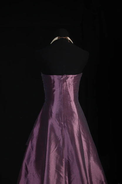 Retro-Ballkleider für Damen, trägerloses Cocktailkleid mit Perlen und Cape im 90er-Jahre-Stil, lila, langes Abendkleid, Abschlussballkleid AS143