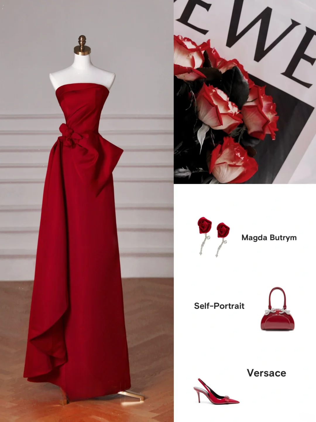 Robe de bal longue rouge satinée, bustier, coupe trapèze, idéale pour une soirée dansante ou un anniversaire (AB2210)