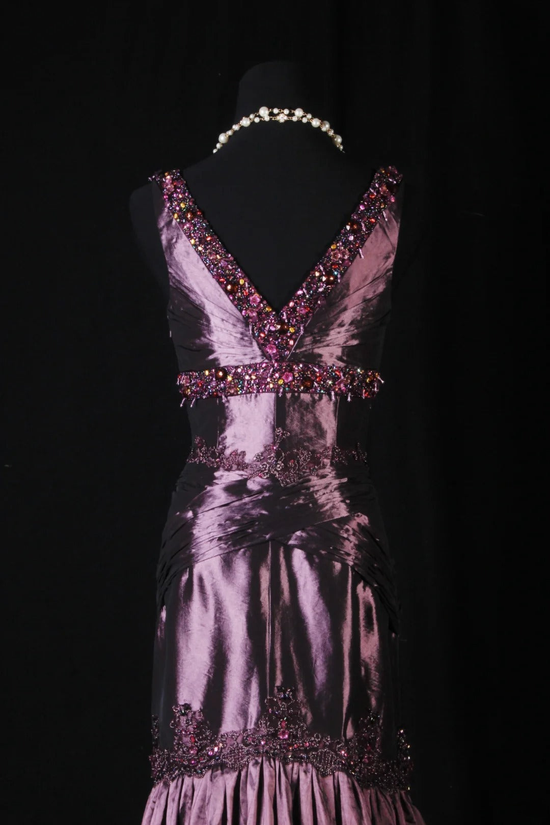Retro Vintage 1960s Formal Mermaid V Neck Purple With Beads Long Prom Dresses Party Formal Gowns AS144