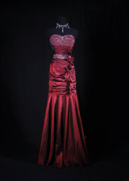 Retro Vintage 1960s Style Formal Mermaid Sweetheart Burgundy Wine Red With Beads Long Prom Dresses Party Formal Gowns AS148