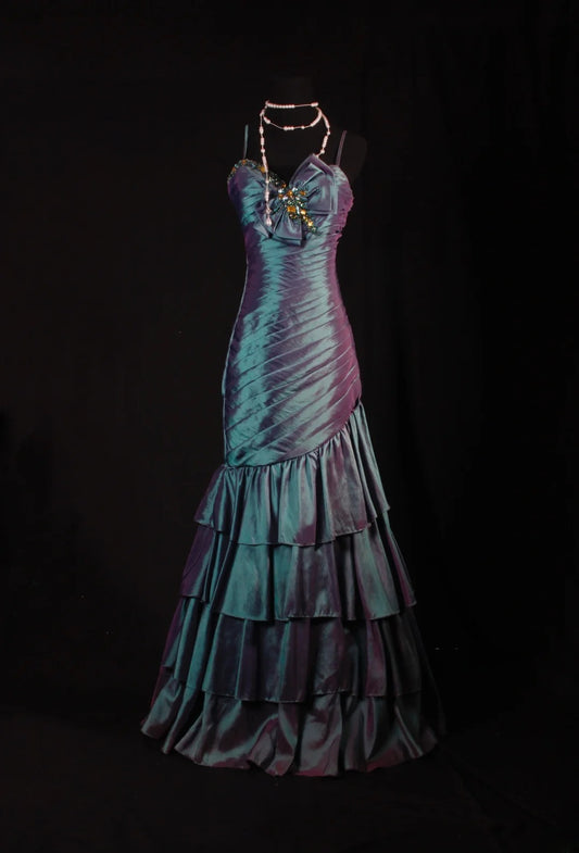 Vintage Prom Dresses Aesthetic Mermaid Spaghetti Straps Semi Formal With Beads Inspo Impress Long Party Formal Gown For Teenagers High Schools AS154