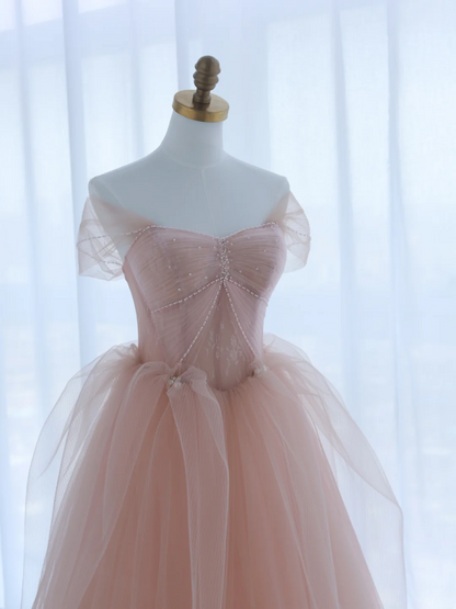 Robe de bal ravissante en tulle rose à décolleté cœur, longue robe de bal, tenue idéale pour un 18e anniversaire, robe de bal AS158