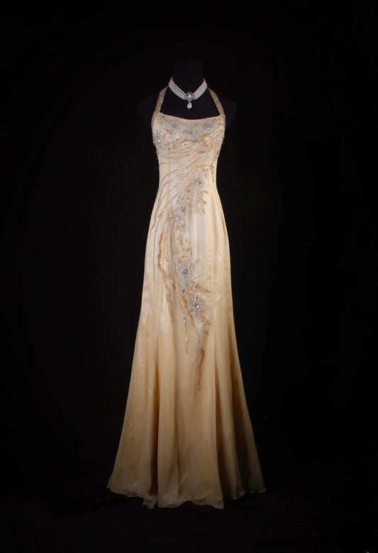 Sparkly Prom Dresses Aesthetic Mermaid Halter Champagne With Beads Inspo Impress Long Party Formal Gown For Senior Teens High Schools AS159
