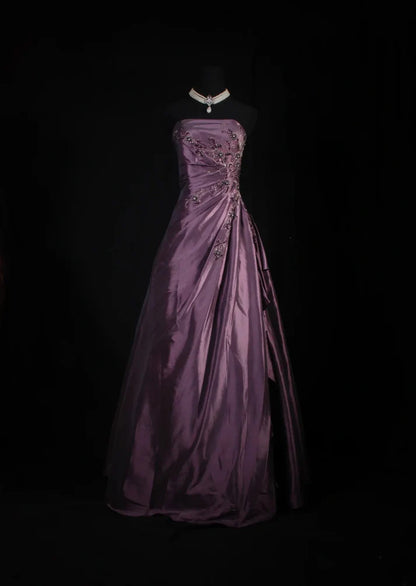 Stunning Navy Blue Strapless Beaded Long Prom Dresses Evening Formal Dress AB318